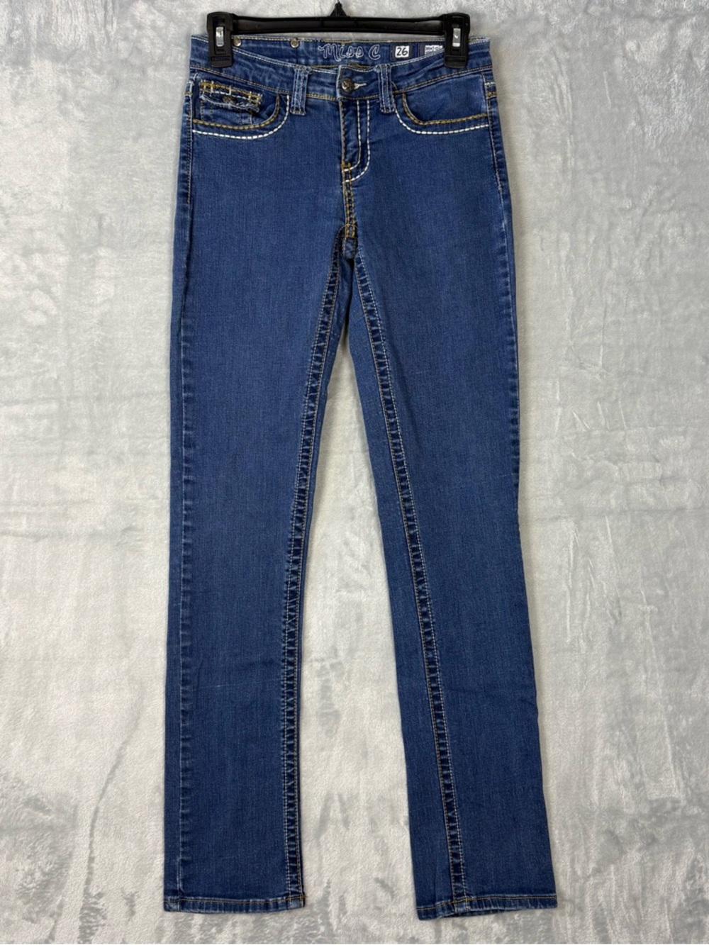 Miss C Women's Jeans Size 26 x 31 Straight Low Rise Flap Pockets Stretch